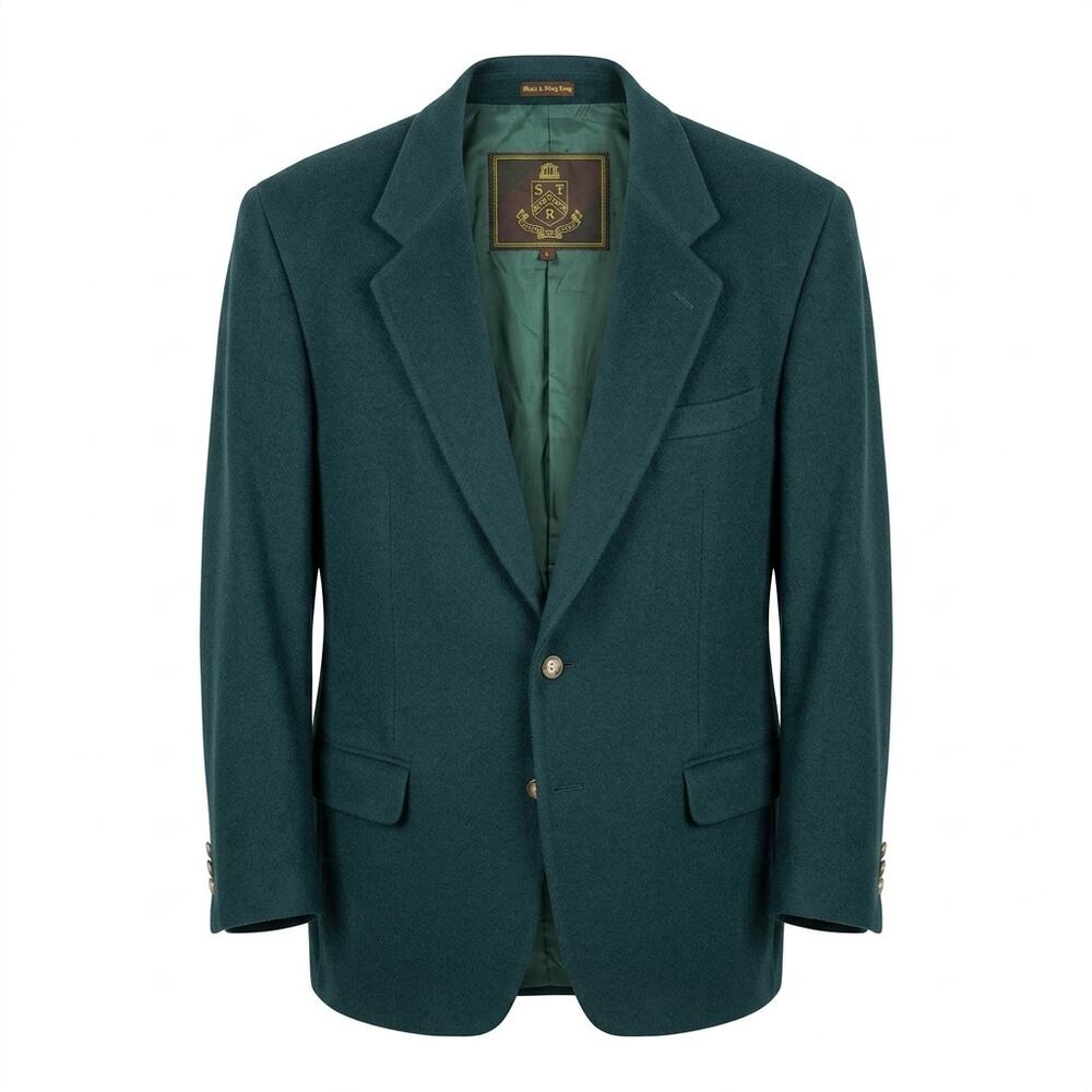 Vintage Structure Crest Cashmere Blend Lined Collared Jacket Men Size L